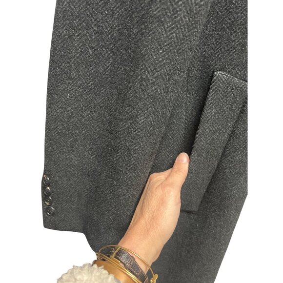 Lauren Ralph Lauren Dark Gray Cashmere Wool Blend Overcoat Trench - Picture 5 of 11